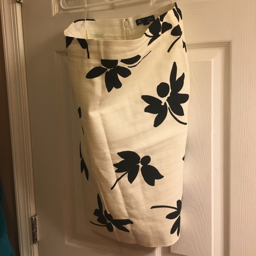 J. Crew black and white flower embroidered skirt